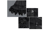 Women Gothic Big Flared Sleeves Lace Up Black Cotton Blouse With Necktie