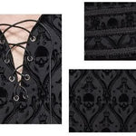 Spring Gothic Lace Up Neckline Skull Printed Men Shirt With Braids