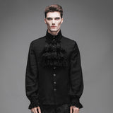 Chemise gothique en mousseline de soie 'Iago' avec nœud papillon (Obsidian Night)