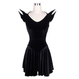 Summer Little Devil Off The Shoulder Sexy Ladies Black Velvet Dress With Wings