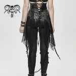 Brown Asymmetry Steampunk Leather Patchwork Vintage Distressed Ladies Belted Half Skirt