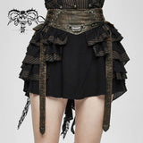 Steampunk Girls Multi Layer Wavy Edges Striped Short Half Skirt With Corset