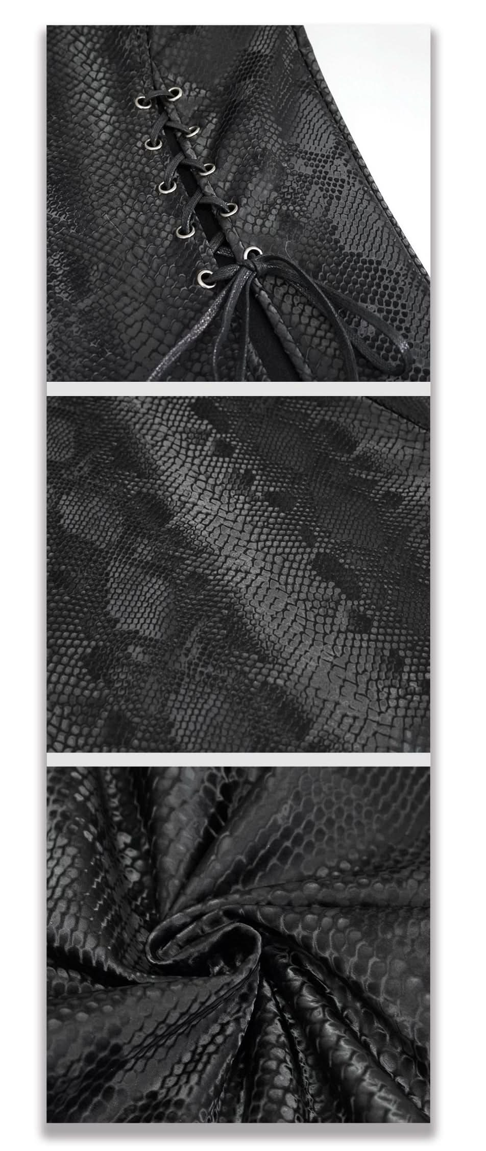 Skt124 Snakeskin Pattern Symmetrical Slit Skirt