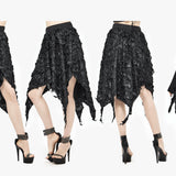 'Barbed Wire' Gothic Skirt With Distressed Hemline