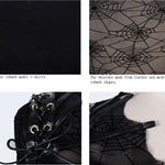 Transparent Spider Web Back Mesh Long Sleeve Punk Black Sexy Women T Shirts