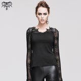 Transparent Spider Web Back Mesh Long Sleeve Punk Black Sexy Women T Shirts