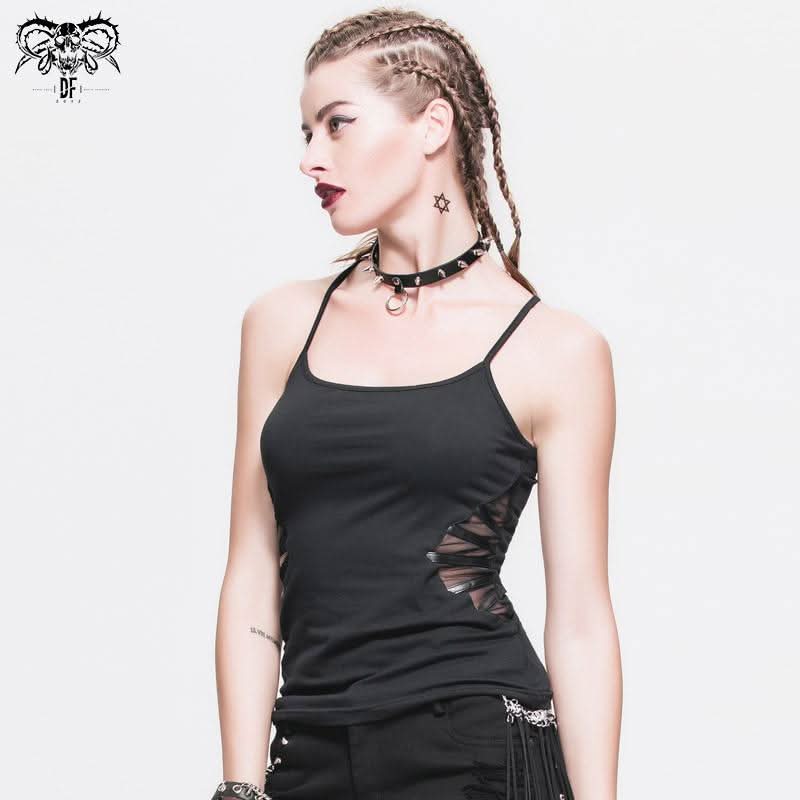 Everyday Wearing Summer Spider Web Bat Wings Stretchy Cotton Punk Women Vest