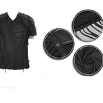 Punk Darkness Tattered Striped Summer Men Short Sleeved T Shirt