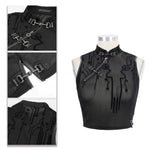 Tt170 Cyberpunk Flocking Mesh Stand Collar Short T Shirt