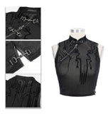 Tt170 Cyberpunk Flocking Mesh Stand Collar Short T Shirt