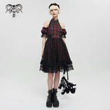 'Snowblood' Punk Cheongsam Collar Plaid Dress