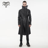 'Villain Blues' Punk Faux Leather Trench Coat (Black)