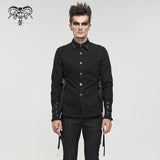 'Thisbe' Punk Long Sleeve Shirt With Nylon Straps (Charcoal)