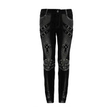 Designer Punk Contrast Color Hand Rubbed Leather Men Trousers With Loops