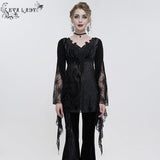 'Twilight Zone' Beaded Gothic Lace Floral Top