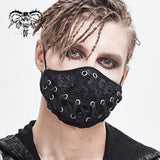 Torn Mouth Pattern Ribbons Lace Up Punk Black Cloth Mask