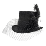 As082 Mesh Flower Feather Top Hat