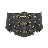 Metallic Bronze Steampunk Rock Men Leather Belts