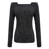 Tt148 Cyberpunk Print Flat Shoulder T Shirt