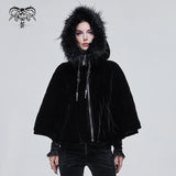 'Sweet Oblivion' Gothic Cape With Fur Lined Hood (Black)