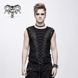 Coarse Grain Woolen Tied With Rope Cotton Punk Men Vest