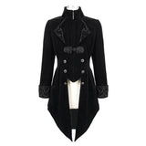 Western Fashion Gothic Embroidered Collar Black Men Velveteen Tuxedo