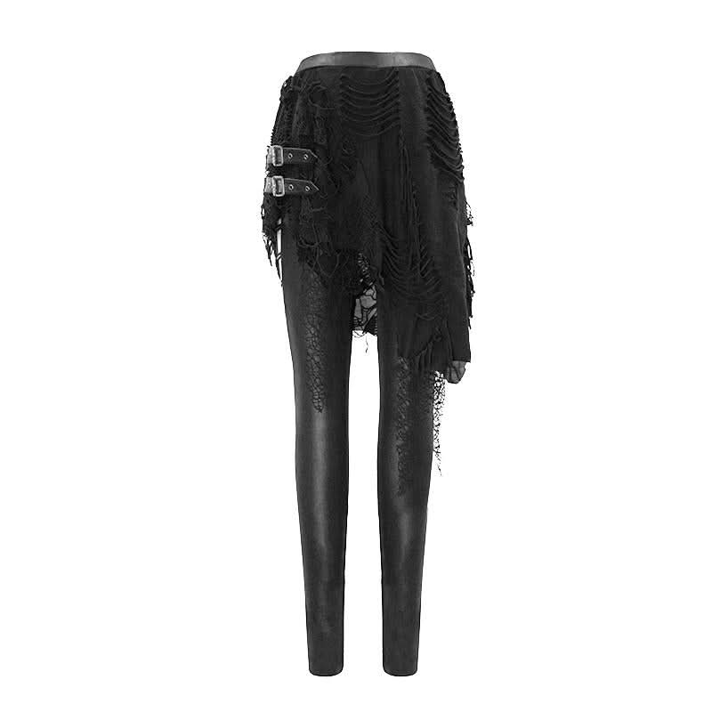 Everyday Wearing Fake Two Pieces Ripped Skirts Sexy Women Leggings