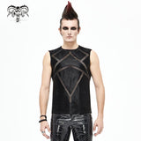 Tt161 Men Shiny Knit Patchwork Vest