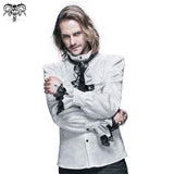 Gothic Festival Paisley Patterned Lace Sleeves White Gentle Men Shirts With Bow Tie