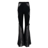 'Sparkle Witch' Side Laced Up Velvet Flared Gothic Pants