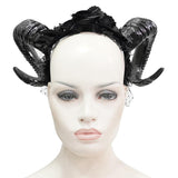 Eas010 Gothic Horns Rose Headband