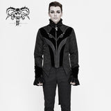 Bird Shaped Patchwork Black Zipper Up Gothic Men Jacket