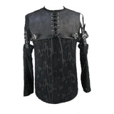 Daily Punk Leather Spliced Irregular Detachable Sleeve Lace Up Men T Shirt