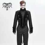 Gorgeous Gothic Party Jacquard Floral Pattern Men Velveteen Swallowtail Coat