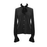 Everyday Summer Gothic Embroidered Long Sleeves Chiffon Men Shirts With Necktie