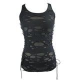 Tt113 Summer Punk Women Broken Holes Vest