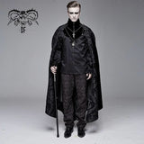 Chain Pendant Short Front And Long Back Black Men Long Gothic Cloak