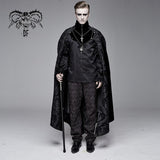 Chain Pendant Short Front And Long Back Black Men Long Gothic Cloak