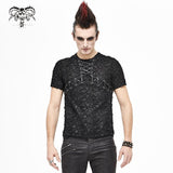 Tt162 Punk Knit Ragged Men T Shirt