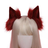 Bandeau oreilles de chat en peluche 'Neko' (Rubis)