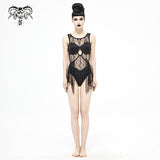 Sst001 Gothic Lace Stitching One Piece Swimsuit