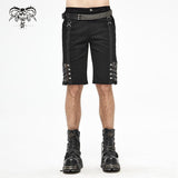 Pt140 Punk Rough Rope Mesh Spliced Men Fifth Trousers