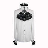 Gothic Western Fashion Palace Embroidered Ruffled Sleeves White Men Chiffon Shirts