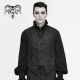 Dark Fringe Chinese Frog Buttons Contrast Color Gothic Men Short Waistcoats