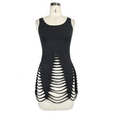 Summer Daily Wear Centipede Back Hollow Out Punk Women Black Halter Vests