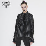 Sht05501 Cyberpunk Bright Black Pleated Blouse