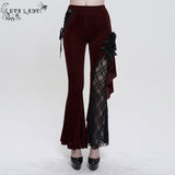 ‘Last Flight' Asymmetric Gothic Flared Pants (Red)