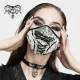 Gothic Girls White Stretchy Knitted Lace Up Mesh Masks