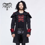 Punk Black And Red Chain Shape Ribbons Game Men Long Coat