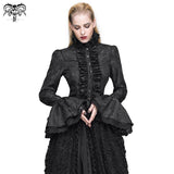 'Moon River' Gothic Blouse with Ruffles (Black)